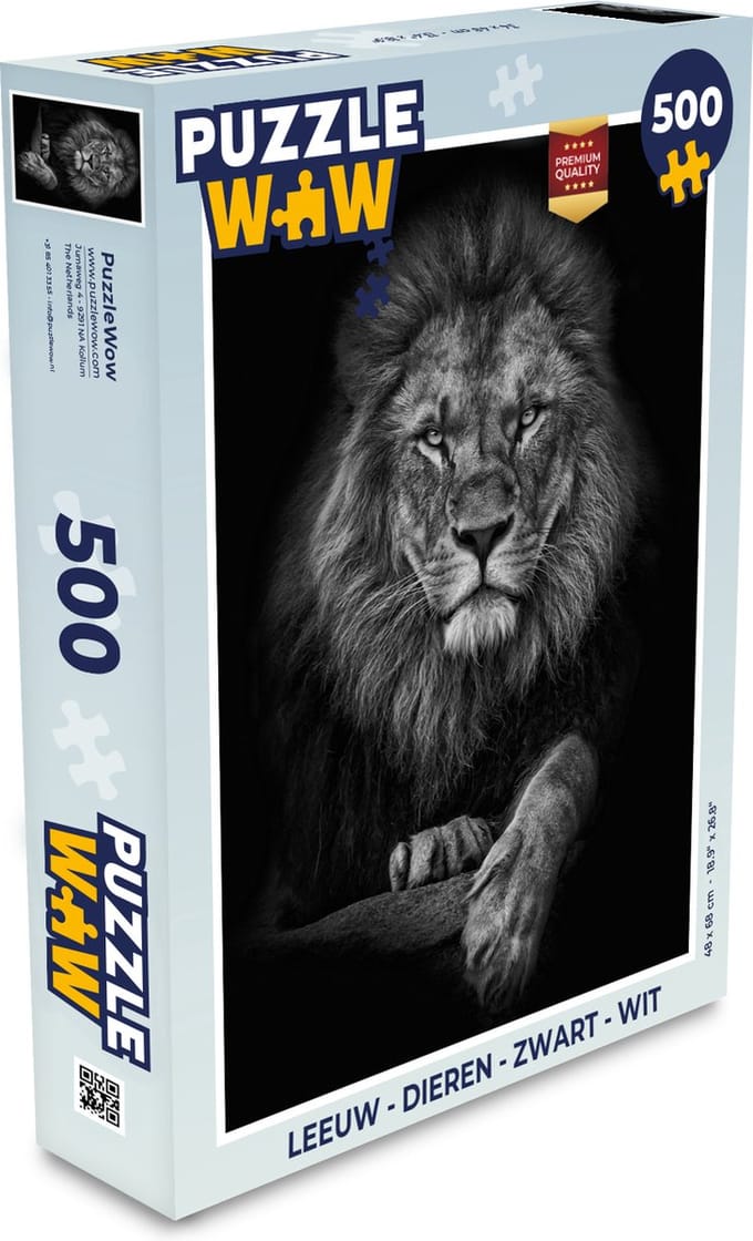 Puzzel Leeuw - Dieren - Zwart - Wit - Legpuzzel - Puzzel 500 stukjes