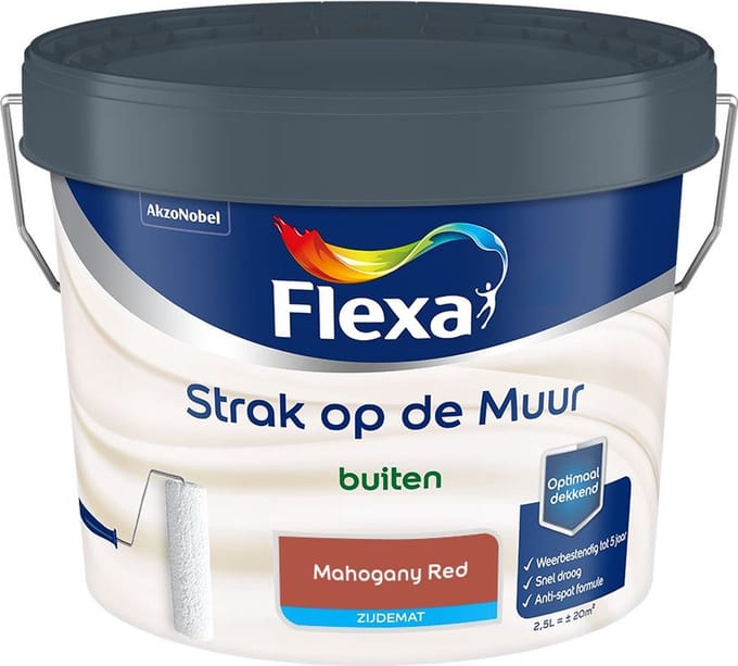 Flexa - Strak Op De Muur Buiten Zijdemat - Mahogany Red - Mengverf - 2,5 L