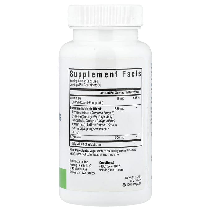 Gezondheid Gezocht, Dopamine Voedingsstoffen, 60 Plantaardige Capsules