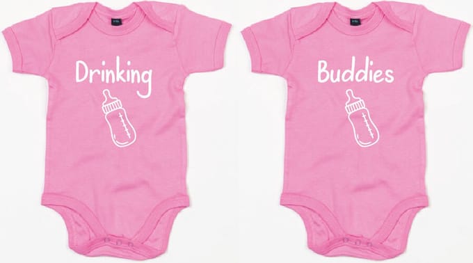 Rompertjes - Drinking Buddies-Bubble Gum Pink-0-3 Maanden