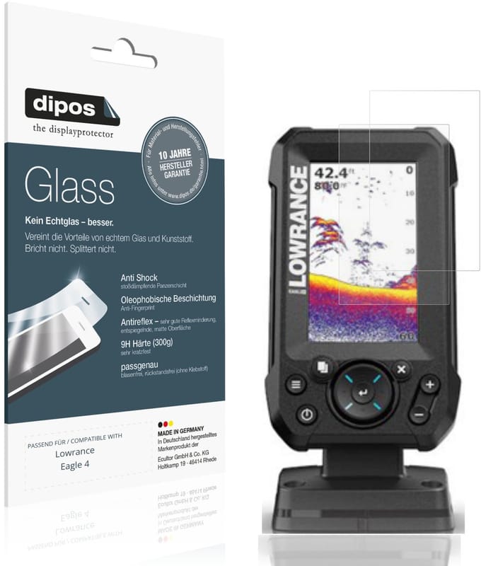 dipos – 2x Matte Pantserfolie geschikt voor Lowrance Eagle 4 | 9H Screenprotector