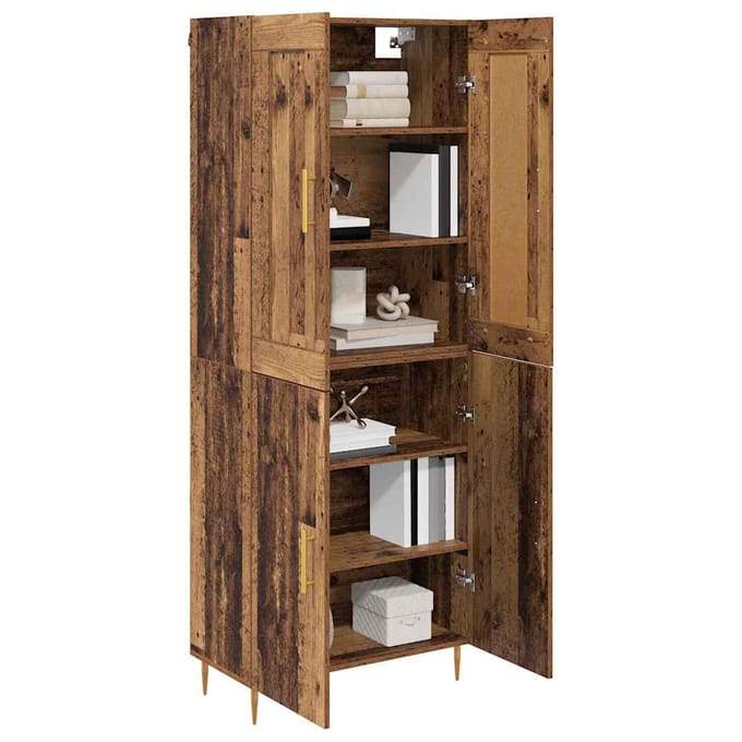 vidaXL - Highboard - Oud - Hout - 69,5 - x - 34 - x - 180 - cm - Bewerkt - hout