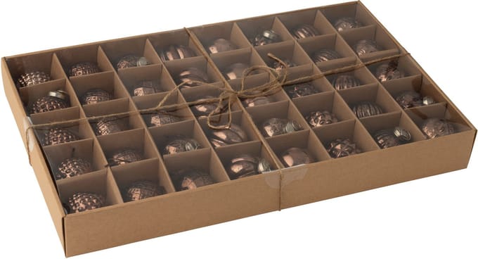 J-Line kerstbal 8 Patronen - glas - bruin - doos van 40