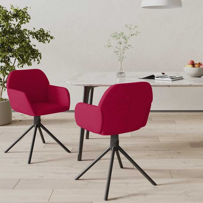 vidaXL - Eetkamerstoelen - draaibaar - 2 - st - fluweel - wijnrood