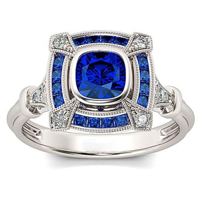 Saffier Uitgesneden Klassieke Ring Sieraden Sieraden Sieraden Ring No. 10 blue