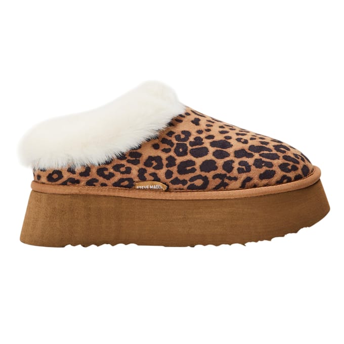 Steve Madden Dames Chaplin Luipaardprint Platform Slippers (Bruin)