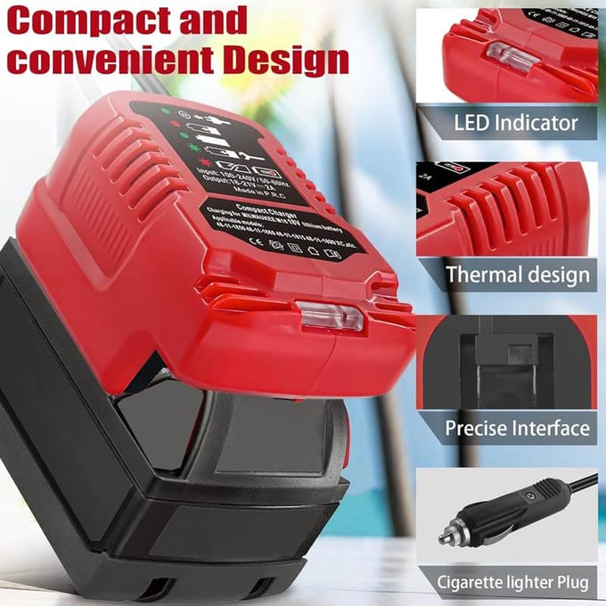 Draagbare Mini Auto Acculader Voor Makita/Dewalt/Milwaukee 18V Li-ion Acculader Sigarettenaanstekerstekker met LED-indicator