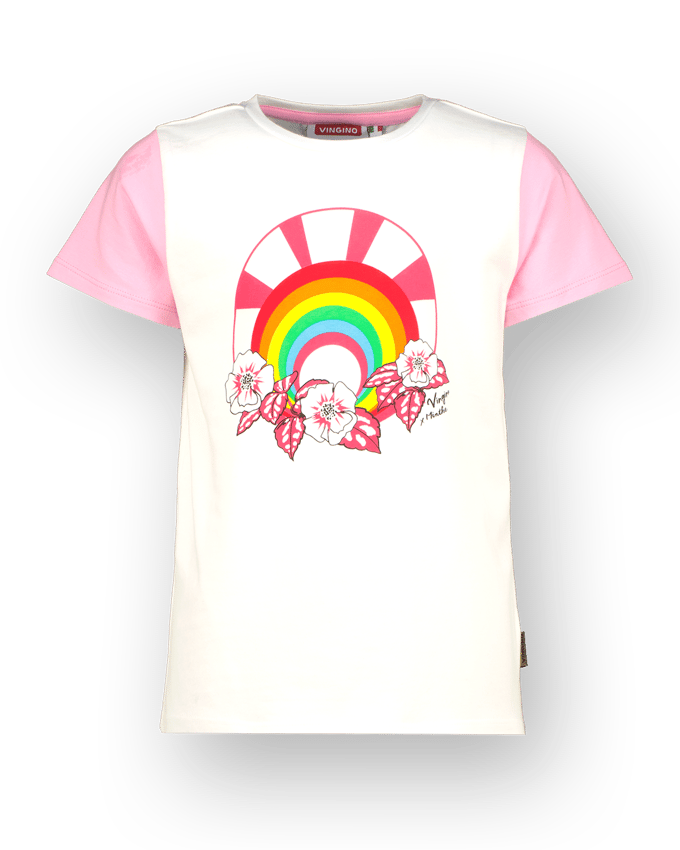 Vingino Minthe Real White Maat: 4 | T-Shirts Outlet | Unisex | Roze