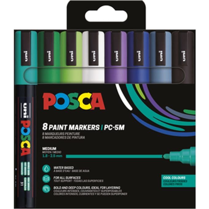 Paintmarker Uni POSCA PC5M medium koel assorti set à 8 stuks