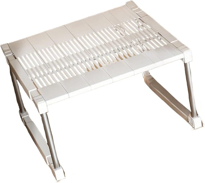 Stapelbare Kastplank - Keukenrek Organizer - Efficiënt Ruimtebeheer - Verstelbare Breedte - 56-64 cm - Wit