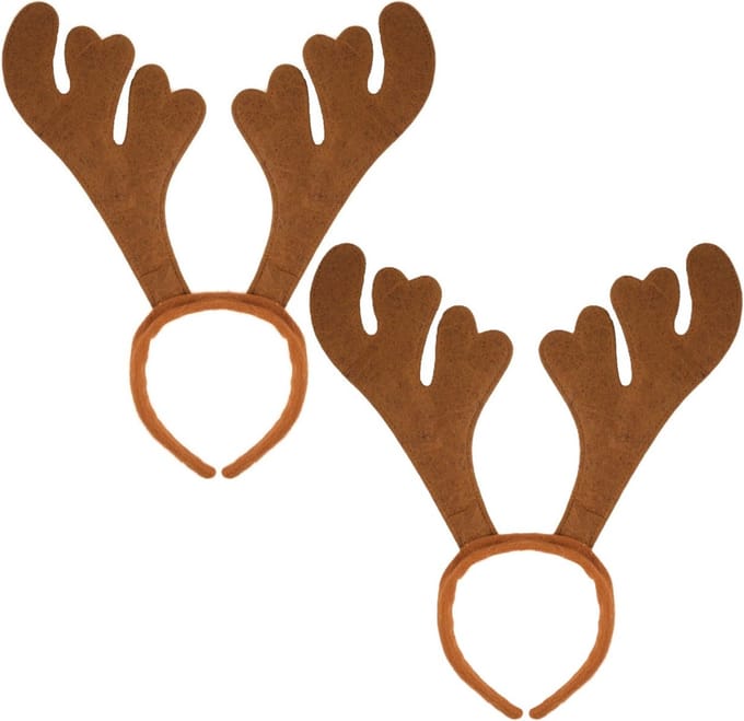 Rendier diadeems - 2x - bruin - 32 x 31 cm - polyester - kerst haarband