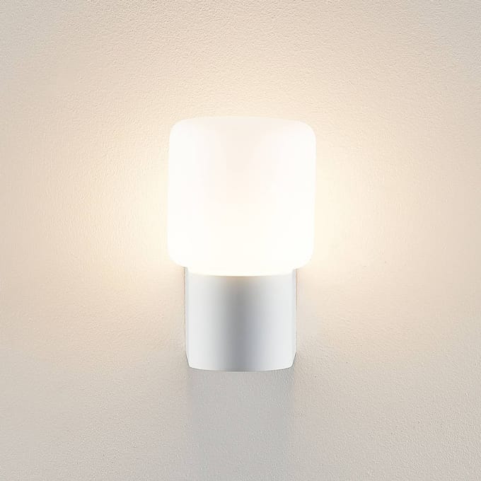 Molto Luce Lanu Flat buitenwandlamp, wit, aluminium/glas