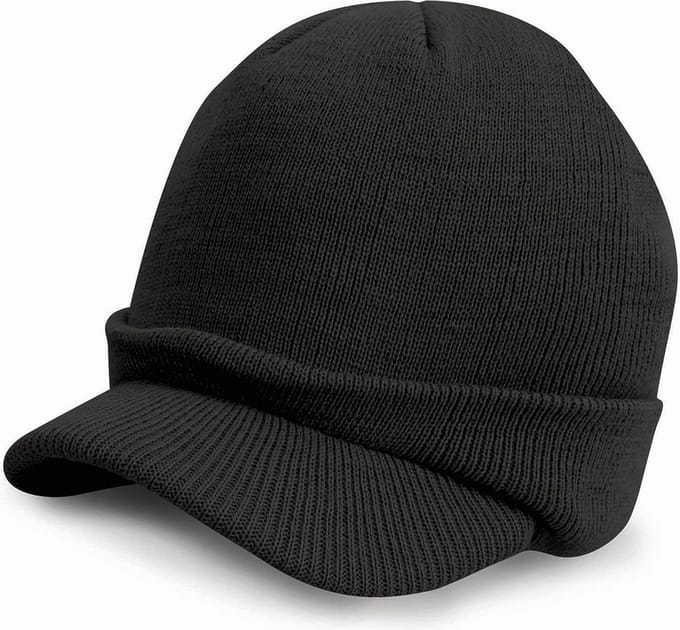 Result Wintermuts - met visor klep - zwart - volwassenen - polyacryl - heren / dames muts