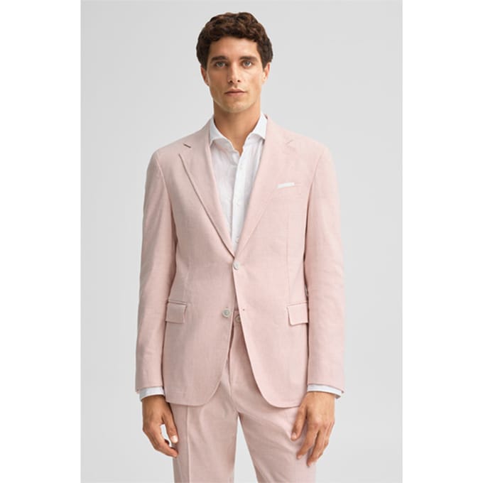 Modulair colbert met linnenaandeel, roze