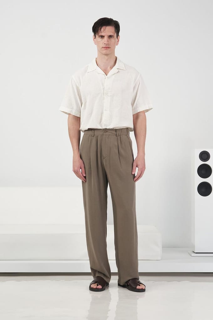 Hoge Taille Wijde Pantalon van Crepe met Plissé