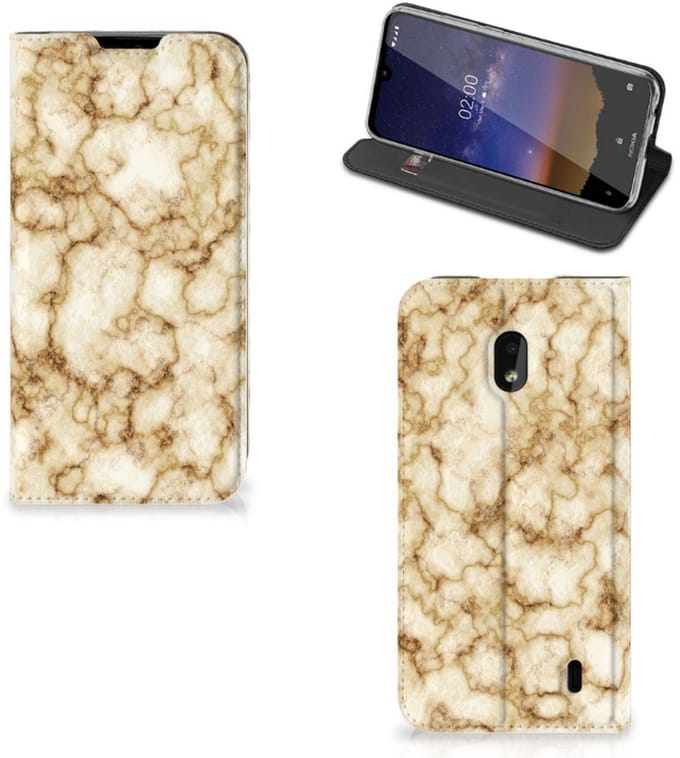 Nokia 2.2 Standcase Marmer Goud