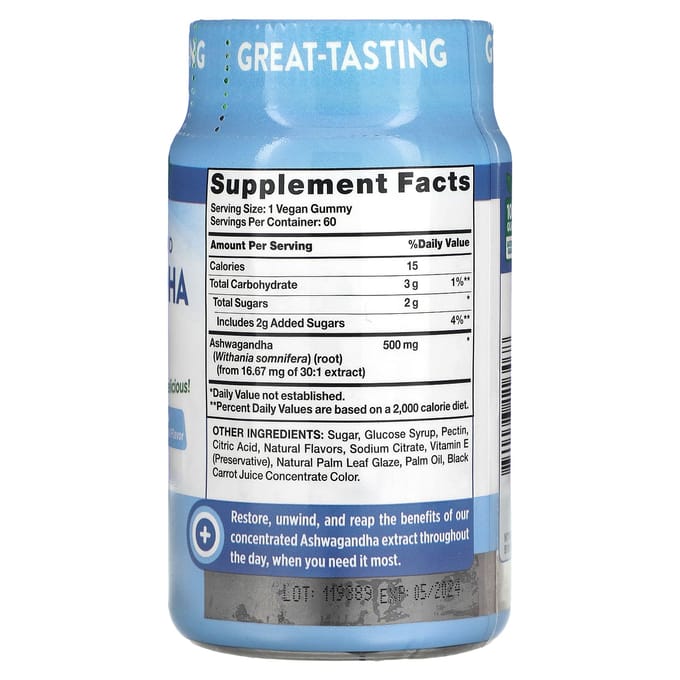 Nature's Truth, ashwagandha, tropical naturel, gommes véganes, 60 comprimés