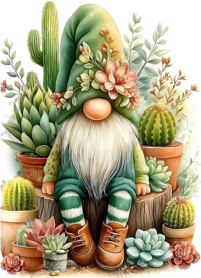 Kabouter Puzzel - Tuin Puzzel - Ontspannen Puzzelen - Cactus Thema - 1000 Stukjes - Groen
