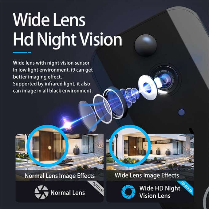Slimme Deurbel Ring Deurcamera met Bewegingsdetectie WiFi Draadloze Video Belcamera Oplaadbaar zwart