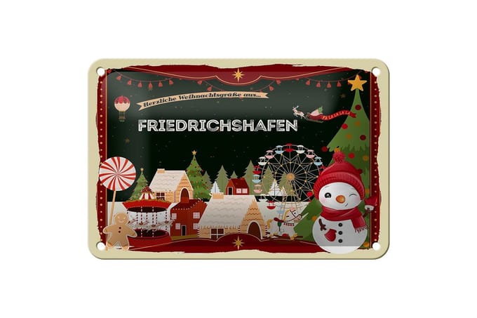 Blechschild Weihnachten Grüße FRIEDRICHSHAFEN Geschenk Deko 18x12cm
