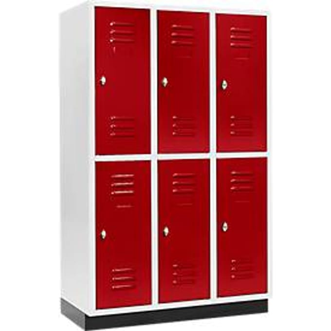 Schäfer Shop Select Kledinglocker, met 3 x 2 compartimenten, 400 mm, met fitting, draaigrendelslot, Deur robijnrood