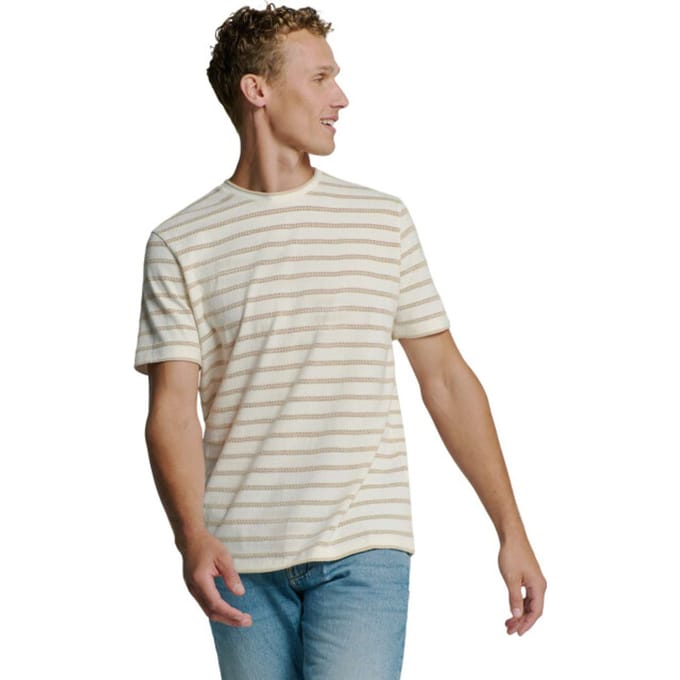 No Excess T-shirt Crewneck Jacquard Stripes Offwhite Größe: L | Basic T-Shirts Outlet | Herren | Weiß