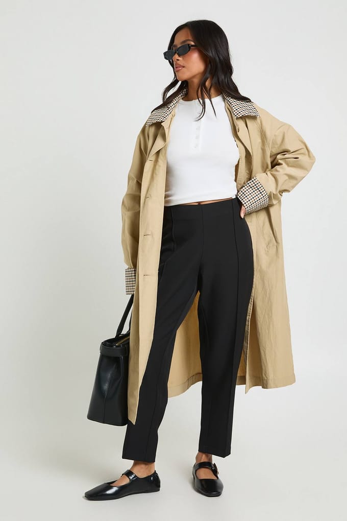 Dames Petite Boohoo Basics Getailleerde Toelopende Broek | Zwart | Maat: 44