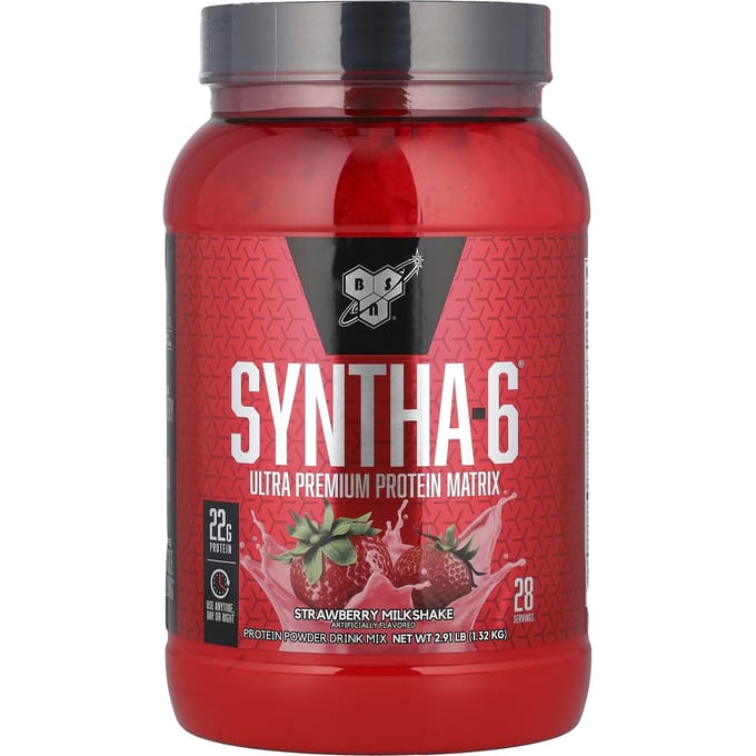 BSN, Syntha-6, Matrice de Protéines Ultra Premium, Milkshake à la Fraise, 2,91 lb (1,32kg)