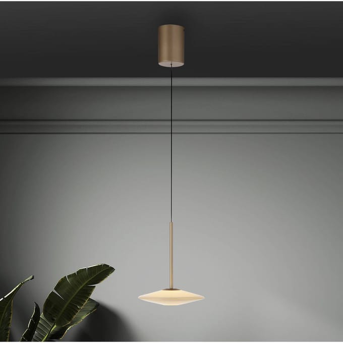 Paul Neuhaus LED hanglamp Elipsa, 1-lamp, wit/brons