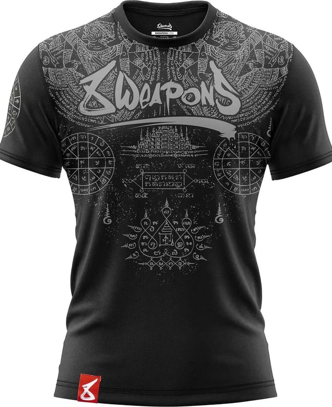 8 WEAPONS Muay Thai T-Shirt T Yantra Zwart Grijs - M