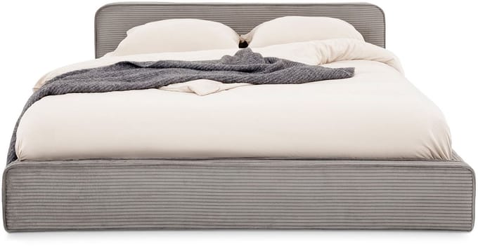 Gestoffeerd bed CURSIO 140x200 cm met lattenbodem – grijs