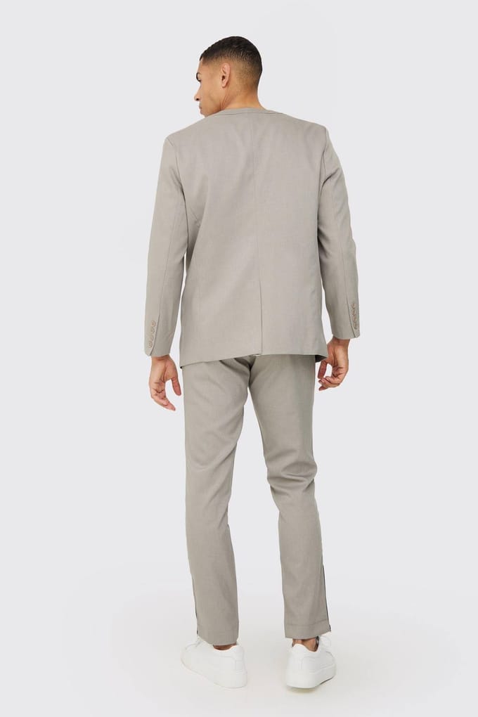 Collarless Straight Blazer | Grey | Size 48