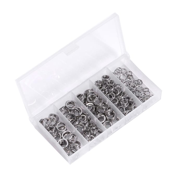 200 STKS 5 Maten Heavy Duty Roestvrij Staal Splitringen Solide Kunstaas Connectoren Visgerei white