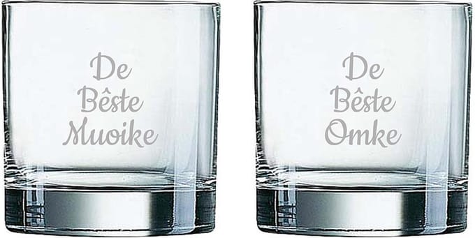 Gegraveerde Whiskeyglas 38cl De Bêste Muoike-De Bêste Omke