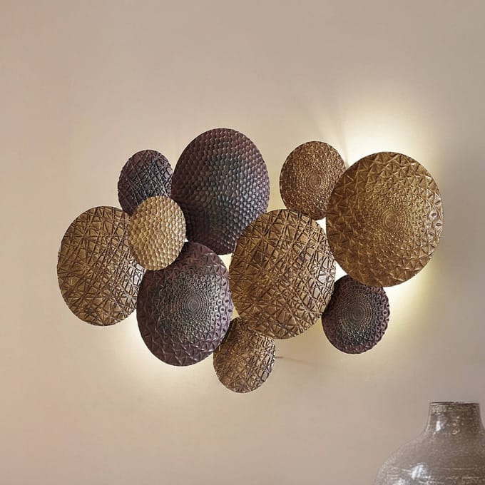 Lindby - wandlamp - 2lichts - IJzer - H: 51 cm - E27 - goud, koper