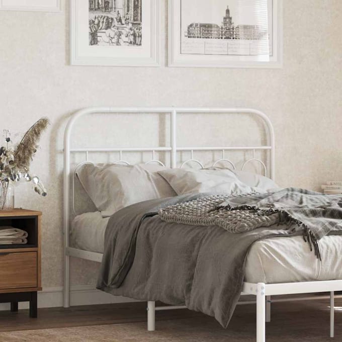 vidaXL - Vervangend - hoofdbord - 120 - cm - metaal - wit
