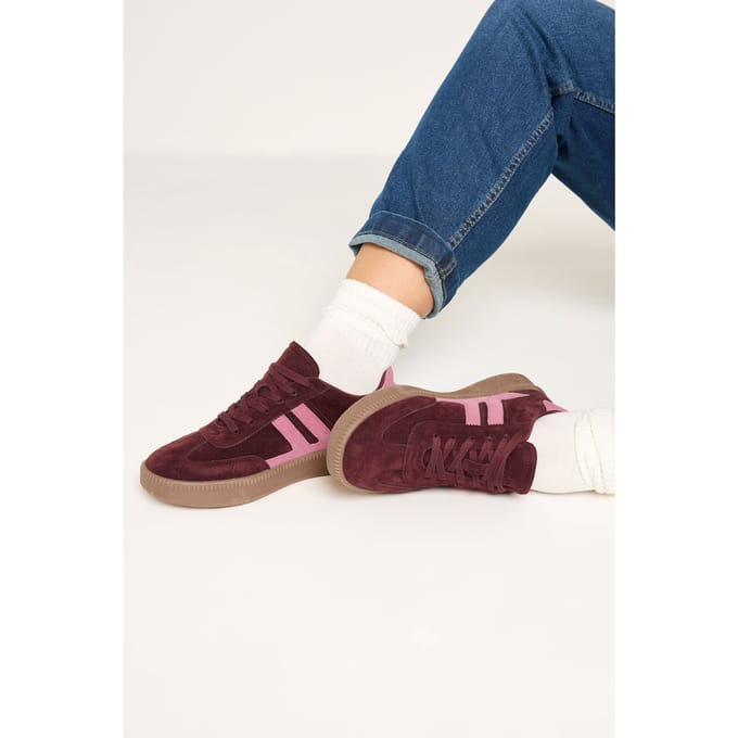 Yours Bordeauxrode Sneakers Met Zijpaneel In Brede Epasvormsize 37E