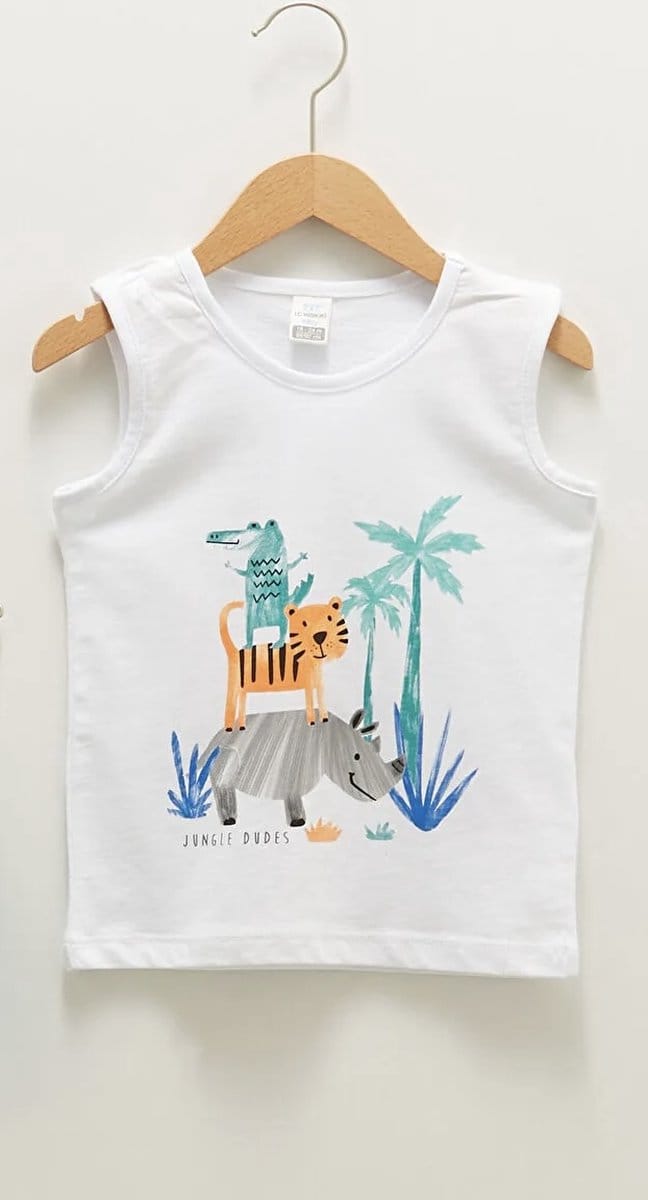 Jungle dieren mouwloze T-shirt jongens