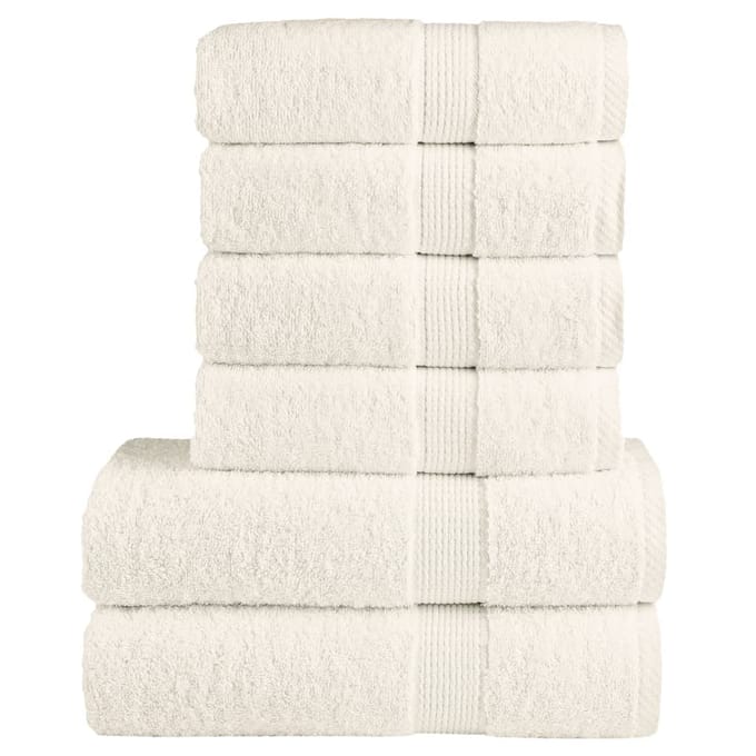 vidaXL - 6-delige - Handdoekenset - SOLUND - 600 - g/m² - crèmekleurig