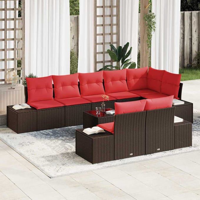 vidaXL Tuin Sofa Set 9 st Bruin poly rattan
