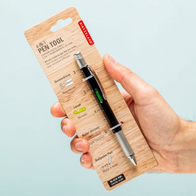 Kikkerland 4-in-1 Multitool Pen - Inclusief liniaal / waterpas / kruiskop / schroevendraaier