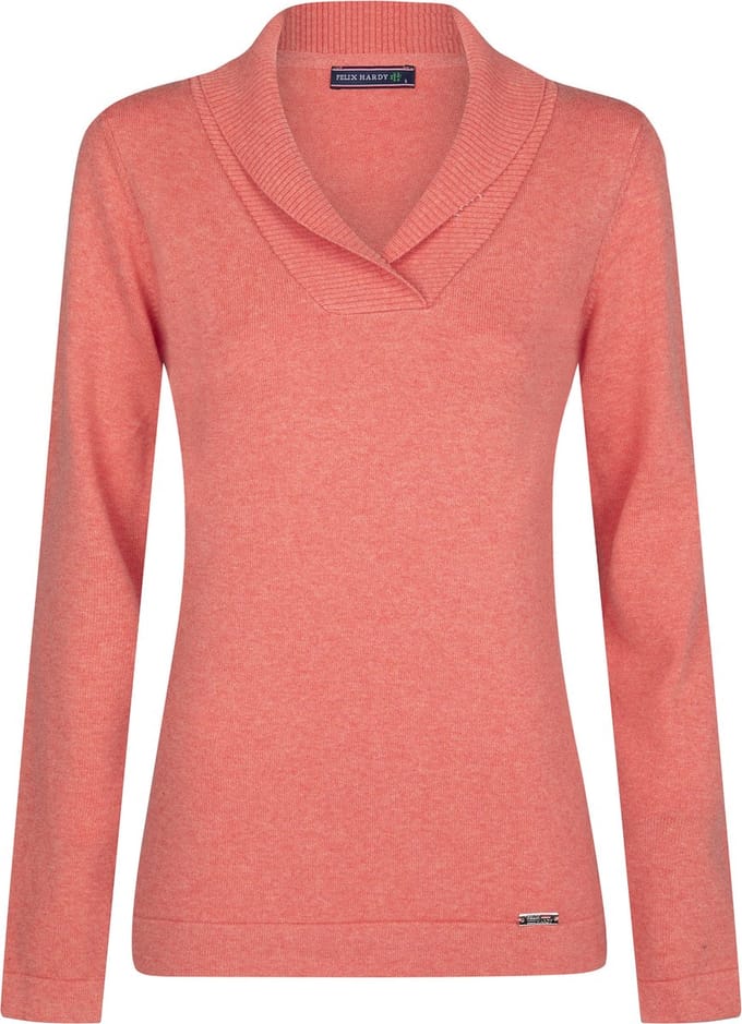 Felix Hardy Sjaalkraag Trui - Sweater %100 Katoen Dames Roze - M