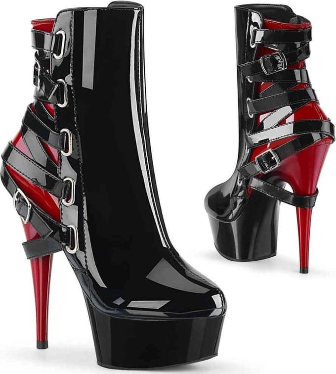 Pleaser - DELIGHT-1012 Plateau Laarzen - US 6 - 36 Shoes - Zwart/Rood