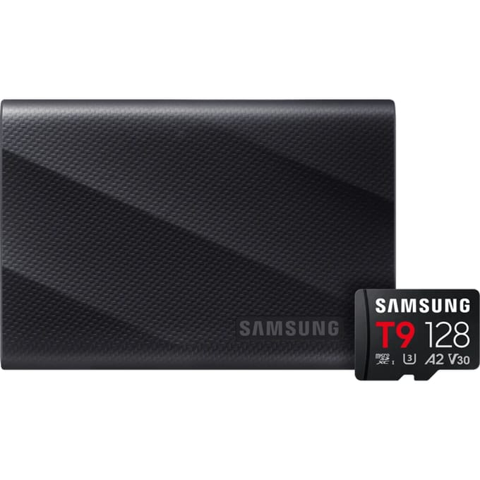 Samsung T9 Portable SSD 2TB Zwart + Samsung MicroSDXC T9 128GB 200MB/s
