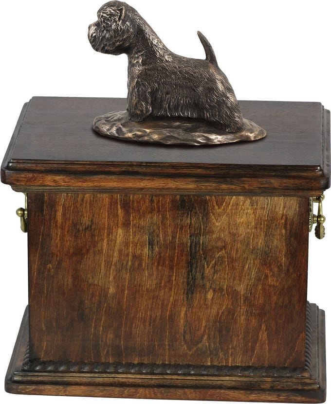 Elegante urn voor de as van een West Highland White Terrier met beeldje
