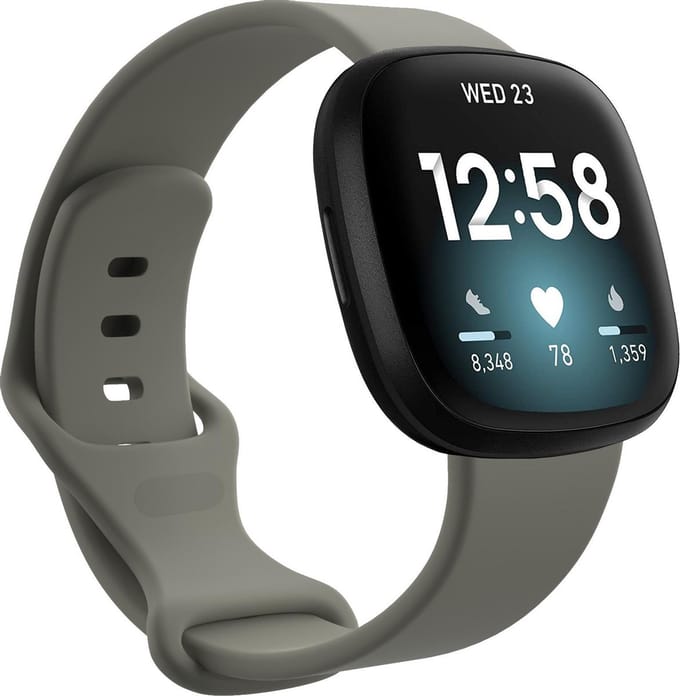 YONO Bandje geschikt voor Fitbit Versa 4 - 3 - Sense – Siliconen – Grijs – Small