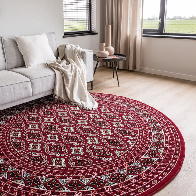 Rond vintage vloerkleed Marad Rood Interieur 05 - Rond 100 Ø - (S)