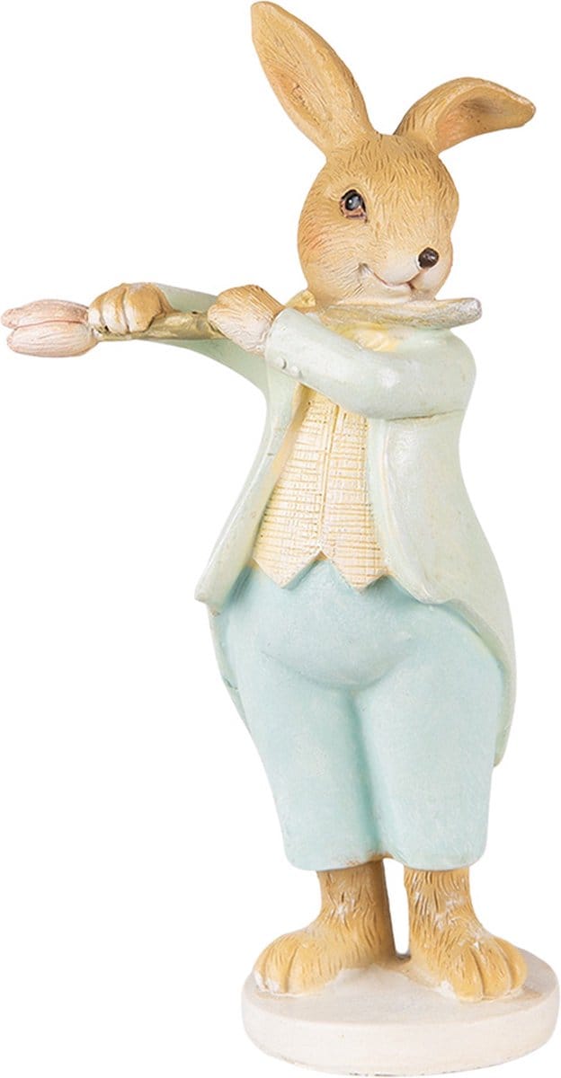 Clayre & Eef Beeld Konijn 16 cm Groen Bruin Polyresin
