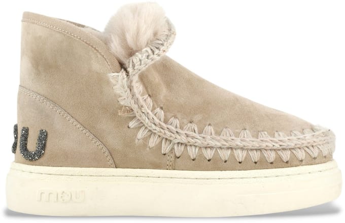 Mou Eskimo Sneaker Bold Glitter Logo Laarzen - Suède - Dames - Beige - Maat 41