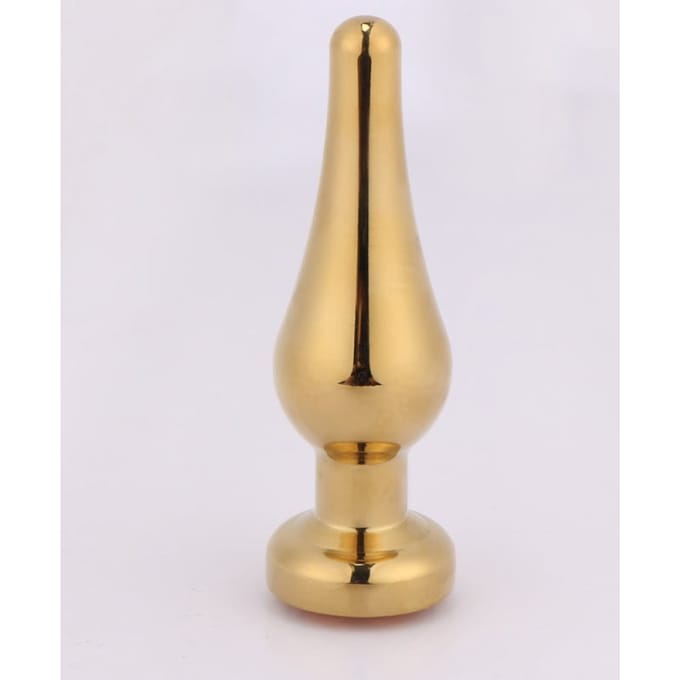 Gouden puntige butt plug met steen - Maat S